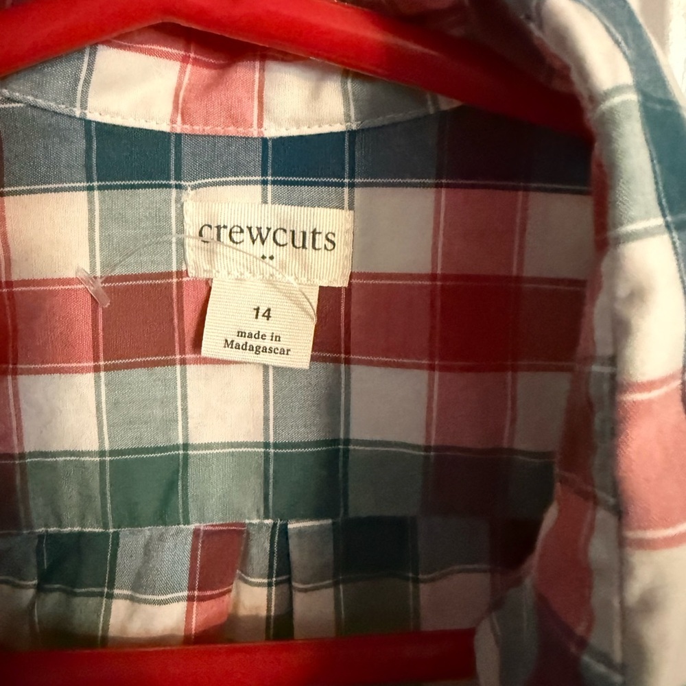 crewcuts Plaid Shirt in Teal and Coral Red